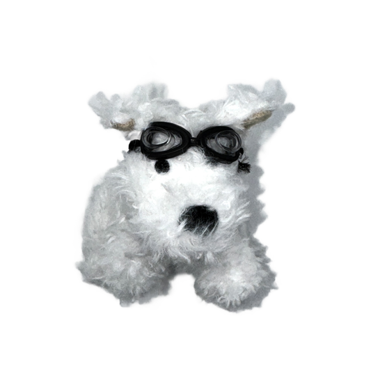 White Puppy with Goggles Keychain